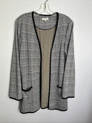Max Studio женщин L клетку открытый передний длинным рукавом кардиган куртка - нетронутый - Изображение 1 из 4