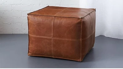 Ottoman Quality Natural Pouffe Unstuffed Storage Wounderful Hassock Leather 20'' - Image 1 of 3