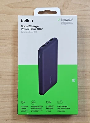 BRAND NEW Belkin 10K mah POWER BANK 15W power bank USB charger BPB011btBL- black - Image 1 of 2
