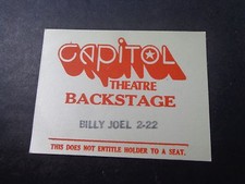 ! Billy Joel-2-22-red :Concert-Backstage Pass-Capitol Theatre-Nj-unused