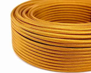 Textilkabel,Stoffkabel Rund Antik Gold, 3-Adrig 0,75,H03VV-F- 50m - Bild 1 von 3