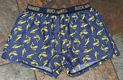 DULUTH BUCK NAKED Large Wide Mouth Fish Quik Dry Button Fly Boxer Shorts  #216 - Image 1 of 4