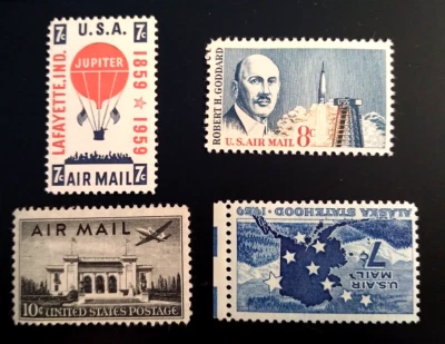 SCOTT #  C34  . C53  , C55  &  C69  -  SET OF FOUR AIRMAIL STAMPS  - OG  - MNH - Image 1 of 3