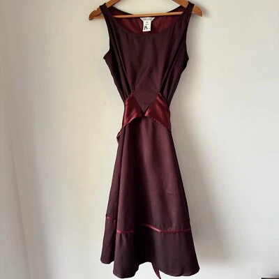 Chic Star Amber Middaugh Womens Fit & Flare Sleeveless Burgundy Belt Dress Sz 40 - image 1 of 4