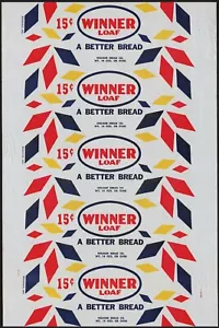 Vintage bread wrapper WINNER LOAF 15 cents 1952 Holsum Bread Boonville Missouri - Picture 1 of 2