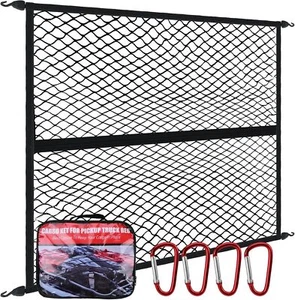 Truck Bed Cargo Net for Pickup Bed Cargo Netting 4'x4' Stretch to 7'x7' - Picture 1 of 10