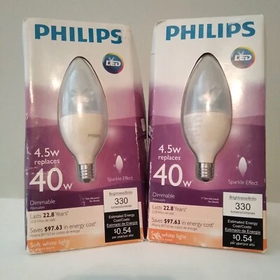 Philips 435057 Led 4.5w (40w Equivalent) Deco Clear Candle Base, Soft White, 2pk - Image 1 of 4