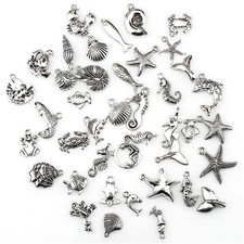 Ocean Animal Starfish Pendant Charms 22403 Mix 40Pcs Vintage Silver Zinc Alloy
