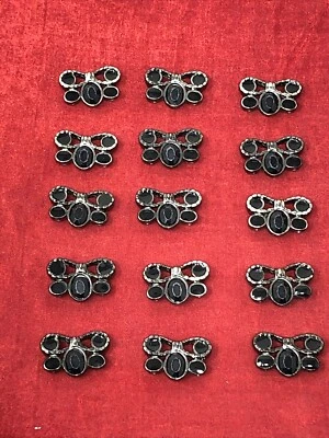 15 Pieces 5 Stone Black Rhinestone Butterfly Button Flatback Craft Jewelry Parts - Image 1 of 4