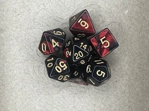 Red And Black 7 Piece  dnd Table Top Gaming  dice set - Picture 1 of 2