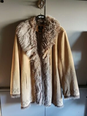 Chaqueta de cuero vintage DB Studio para mujer XL piel sintética camel hasta la rodilla  Foto 1 de 4