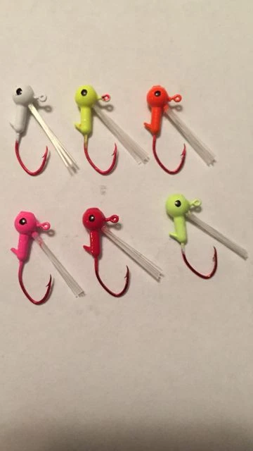 10 pack 1/16 weedless painted crappie jig heads with eyes #4 Sickle Hooks - Image 1 of 1