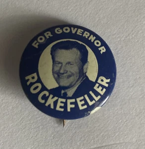 Pin de campaña política vintage Nelson Rockefeller para gobernador, Nueva York NY - Imagen 1 de 2