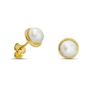Miore - Perlen Ohrringe für Damen aus Gelbgold - Ohrstecker 9 Karat (375) Gold - Bild 1 von 5