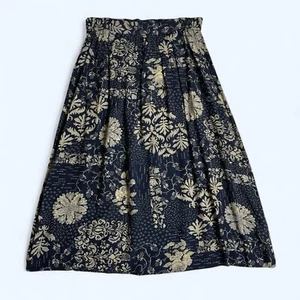 Norton McNaughton Blue Floral Midi Skirt Size 12 Dark & Moody Vintage Cottage - Picture 1 of 6