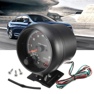 3.75'' 95mm Universal Car Tachometer Tacho Gauge Meter 0-8000 RPM W/ Shift Light - Picture 1 of 7