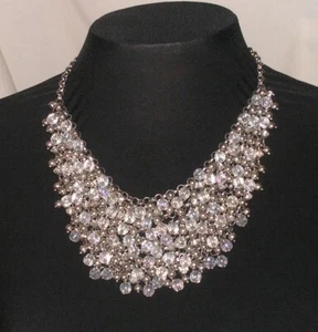 Juicy Couture Clear Crystal Bead Chain Mail - Champagne Bubble Statement Choker - Picture 1 of 8