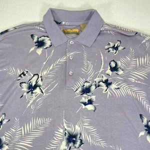 Bobby Chan Men's Hawaiian Shirt Purple White Floral Silk Short Sleeve Size Large - Picture 1 of 7
