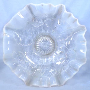 Northwood Blossoms & Palms Bowl White Opalescent Early American Pattern Glass - Picture 1 of 5