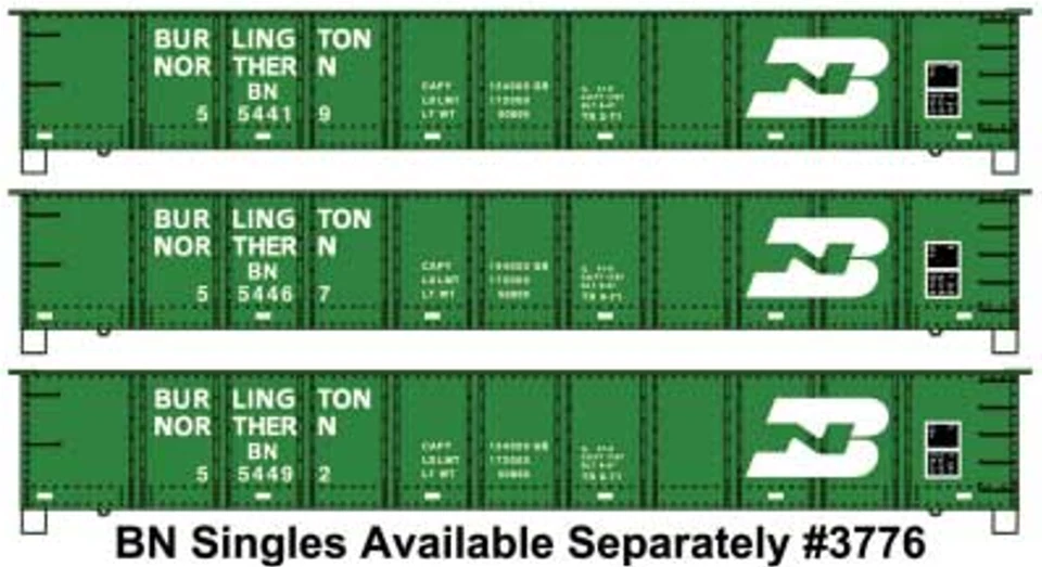 Accurail HO Scale ~ New 2025 ~ Burlington Northern AAR 41' Steel 3-Pack ~ 37764 - Image 1 of 1