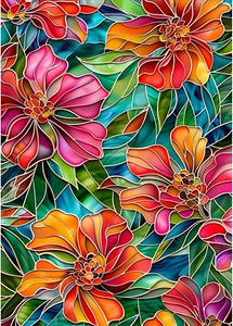 Stained Glass Flower Diamond Art Kits for Adults, Flowers DIY Full Drill Diamond - Picture 1 of 6