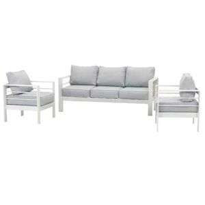 New White Outdoor Aluminium Sofa Lounge Setting Garden Furniture Set Chairs - Picture 1 of 8