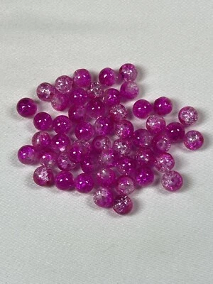 50 8mm Two-Tone Crackle Glass Beads Magenta - Image 1 of 3