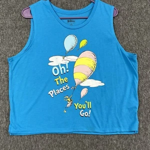 Dr Seuss Tank Top Girls Large 12/14 Blue Oh The Places You'll Go Balloon - Picture 1 of 10