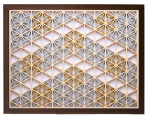Shoji-style KUMIKO Wood panel Gold and silver Japanese modernart 15×19.5in Japan - Picture 1 of 6