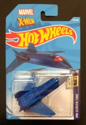 Hot Wheels Marvel X-Men X-Jet Diecast Plane Blue 2021 Release - Image 1 of 4