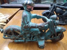 3 1930’s Harley Davidson Hubley 6” Cast Iron Civillian Rider Motorcycle'S
