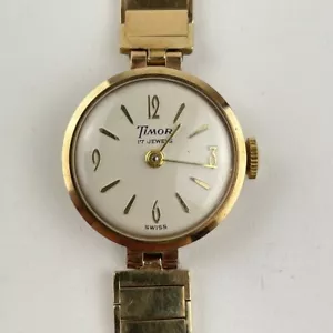 Vintage 9ct Yellow Gold Timor Swiss Ladies Wristwatch Watch 17 Jewels Working - Picture 1 of 9