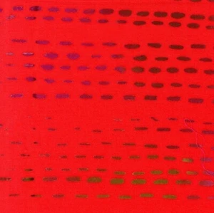 Alison Glass Stitched Running Stitch Electric Red Stripes Fabric, 1/2 Yard - Picture 1 of 1