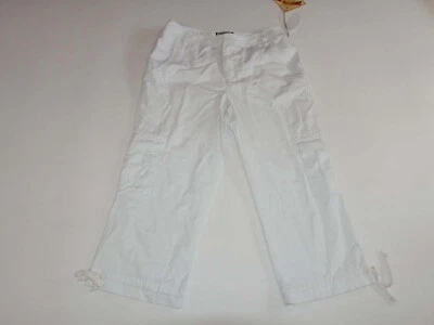 Caribbean Joe Women's Cropped Cargo Pants Size 12 NWT White 100% Cotton - Image 1 of 4
