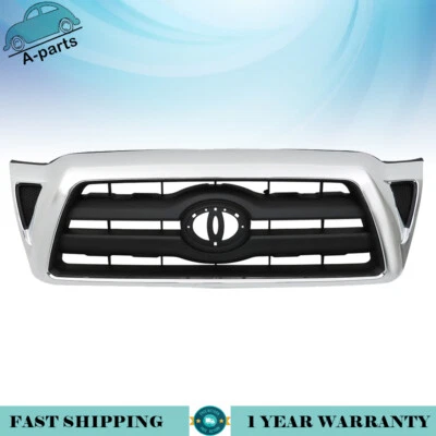 For 2005-2011 Toyota Tacoma Front Upper Grille Chrome Shell with Black Durable Foto 1 de 4