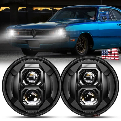 Actualizado en forma de Z brillante 2 piezas 7" redondo LED faros bombilla para Dodge Dart 1963-1979 Foto 1 de 4