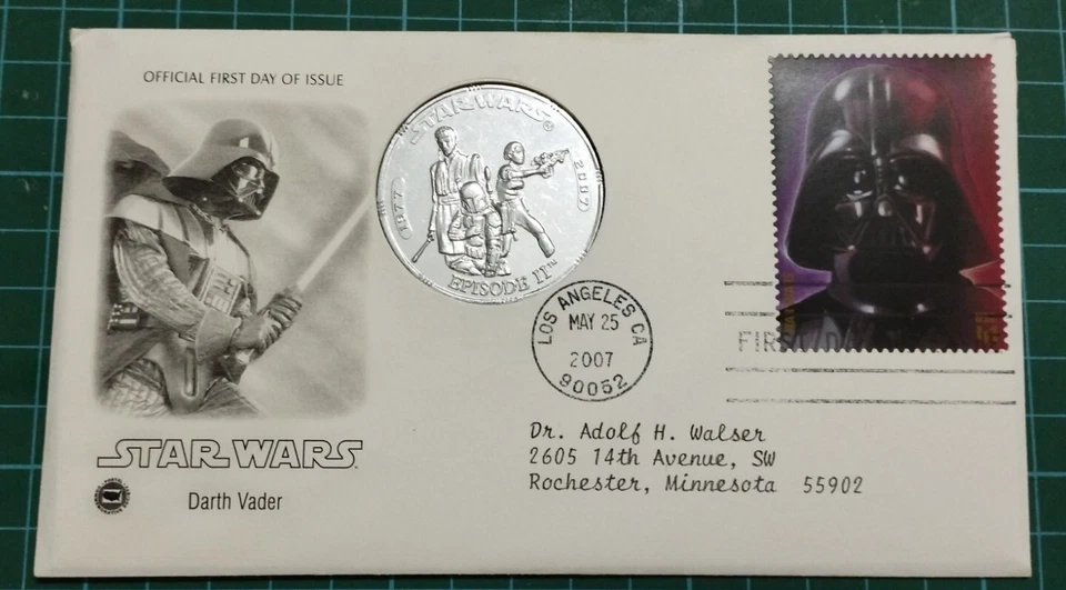USA 2007 Star Wars Starwars Stamp Medallion II FDC - Lucasfirm Darth Vader - Image 1 of 4