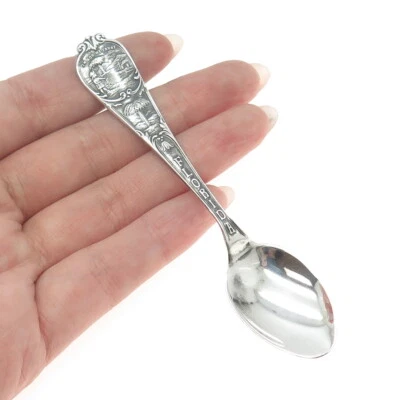 Cuchara de café antigua Art Deco de plata de ley 925 de estados y ciudades de Florida Foto 1 de 4