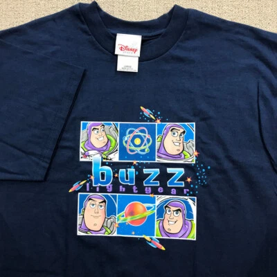 Camisa Vintage Disney Toy Story Meninos Grande Azul Buzz Ano-Luz Crianças Anos 90 Fabricada nos EUA - Imagem 1 de 4