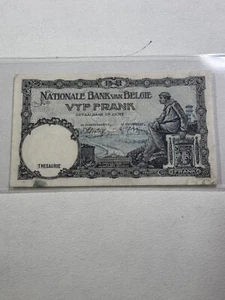 1938 Belgium 5 Francs Banknote P# 108 Prefix K16 4-29-38 - Picture 1 of 12