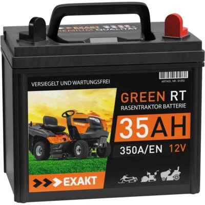 EXAKT Rasentraktor Batterie 12V 35Ah 350A/EN Plus Pol Rechts Aufsitzmäher ersetzt 30Ah