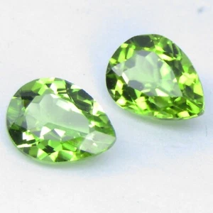 3.89Cts Perfect Collection 100% Natural Peridot Pear Shape  9x7mm  Pair - Picture 1 of 4