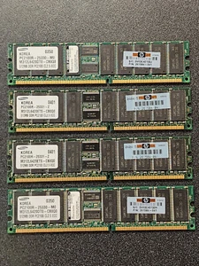 Lot of 4 512MB PC-2100R DDR ECC Reg Server Memory CL2.5 RAM 64Mx72 HP 261584-041 - Picture 1 of 4