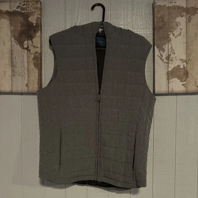 Perry Ellis Men's Quilted Vest Gray Full Zip Hooded Size Medium - Image 1 of 4