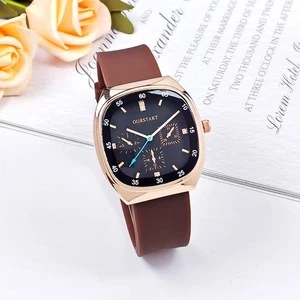 Auffällige quadratische Silikonuhr für Damen mit stilvoller roségoldener Scha - Picture 1 of 18