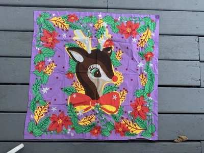 LUSH Purple and Green Floral Reindeer Holiday Square Scarf One Size Cotton NWOT - Image 1 of 4