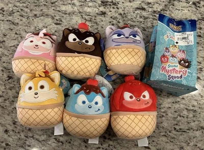 Squishmallows SONIC Ice Cream Scented COMPLETE SET OF 6 Shadow/Amy/Rouge/Tails - Image 1 of 2