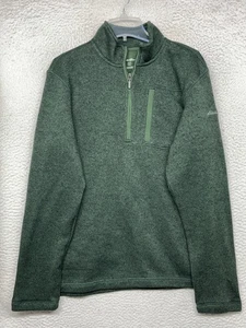 Eddie Bauer Sweater Mens Large Green Quarter Zip Pullover Fleece Chest Pocket - Picture 1 of 11