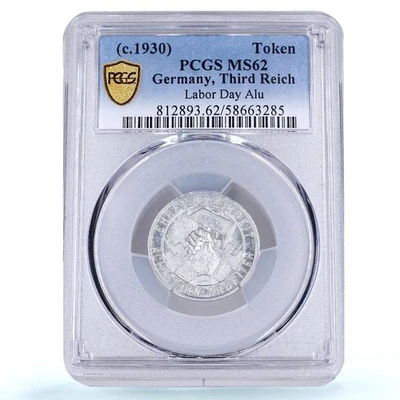 Germany Third Reich Labor Day 7th May MS 62 PCGS aluminum token 1930 - Image 1 of 4