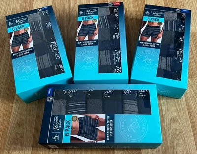 Paquete de 6 calzoncillos boxer clásicos de algodón orgánico Original Penguin para hombre MEZCLA: M L XL Foto 1 de 4